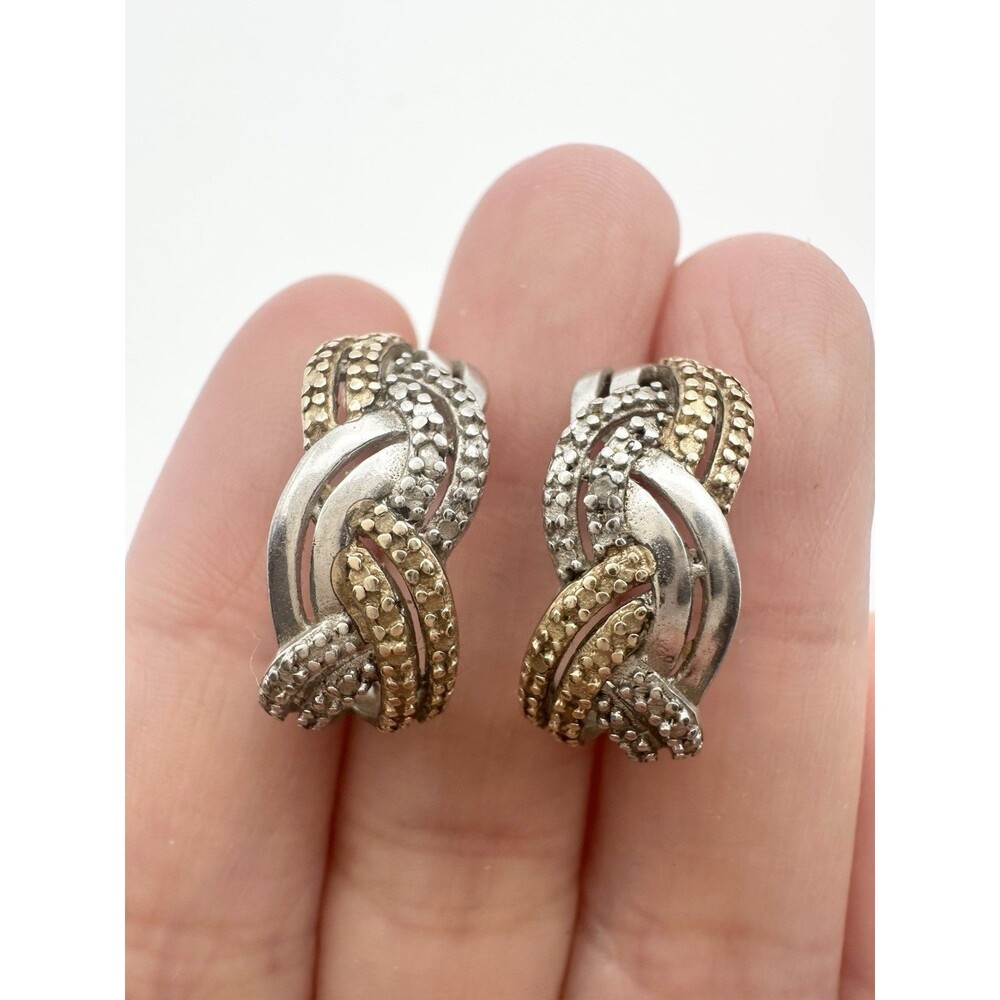 Ross Simons Sterling Silver 925 Diamond Huggie Earrings